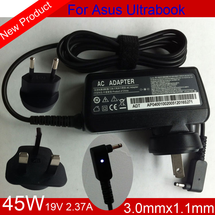 Factory direct supply UL plug wall charger 19V 2 .37A 3.0mm1.1mm ultrabook trave charger UX21  UX31  UX32